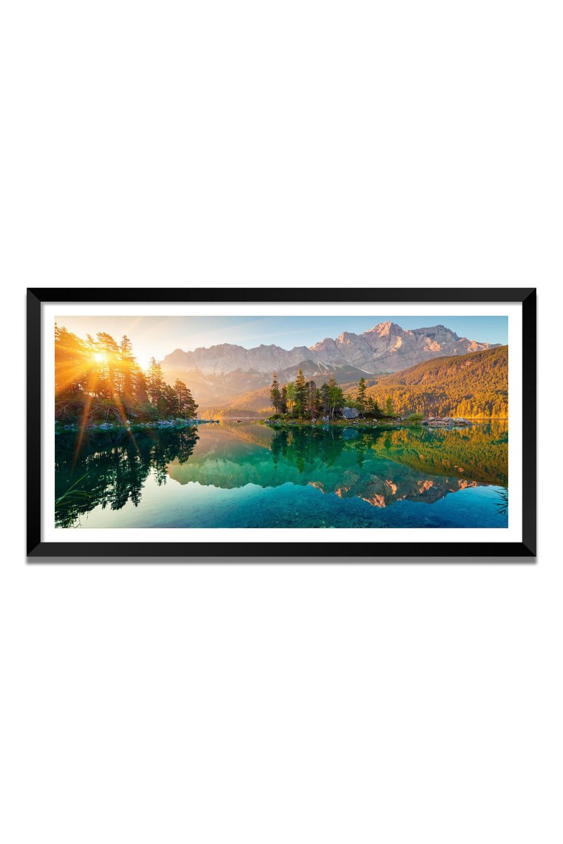 Nature Landscape Floating Frame Scenery Digital Print - (I5873) - 24x48 inch Modern Nature Wall Art for Living Room, Bedroom, Office, Hotels, Drawing Room