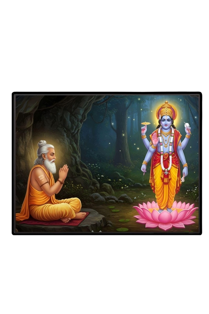 Lord Vishnu Laminated Photo - 7x9 Inches, Divine Blessings For Home & Office And Temple Decoration (F16060)