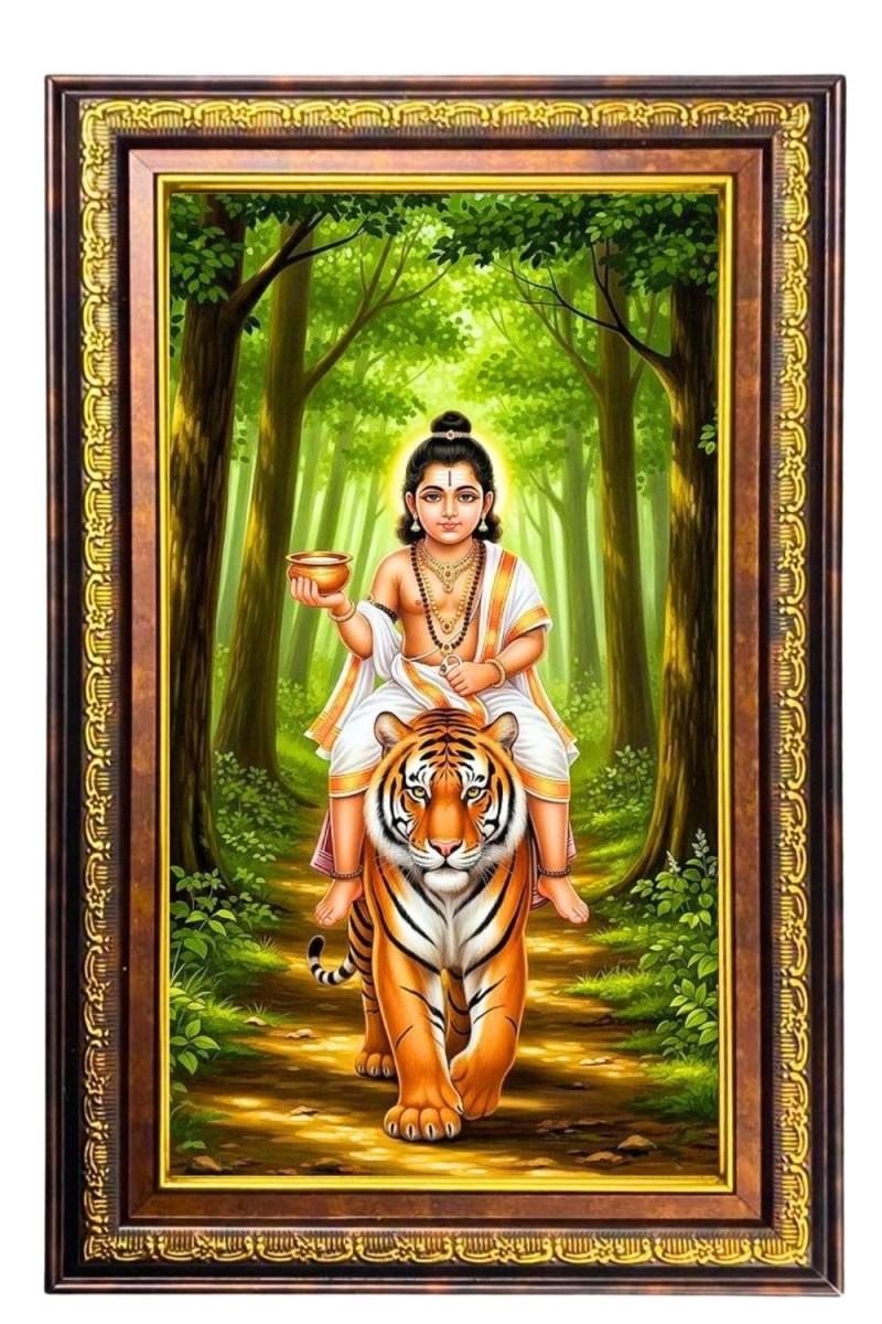 Lord Murugan Digital Golden Balck Color Photo Frame | Hindu Religious Wall Decor | 10x16 Inches - Inspirational Wall Art For Office, Home Decor - Ideal Spiritual Gift (F16638)