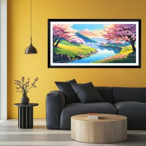 Nature Landscape Floating Frame Scenery Digital Print - (I5810) - 18x36 inch Modern Nature Wall Art for Living Room, Bedroom, Office, Hotels, Drawing Room