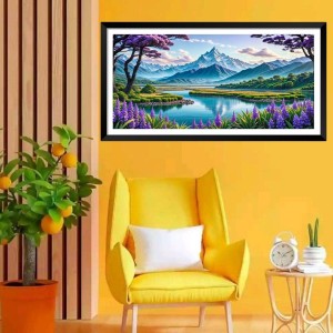 Nature Landscape Floating Frame Scenery Digital Print - (I5859) - 18x36 inch Modern Nature Wall Art for Living Room, Bedroom, Office, Hotels, Drawing Room