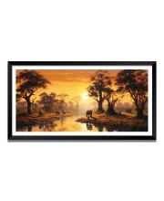 Nature Landscape Floating Frame Scenery Digital Print - (I5795) - 24x48 inch Modern Nature Wall Art for Living Room, Bedroom, Office, Hotels, Drawing Room