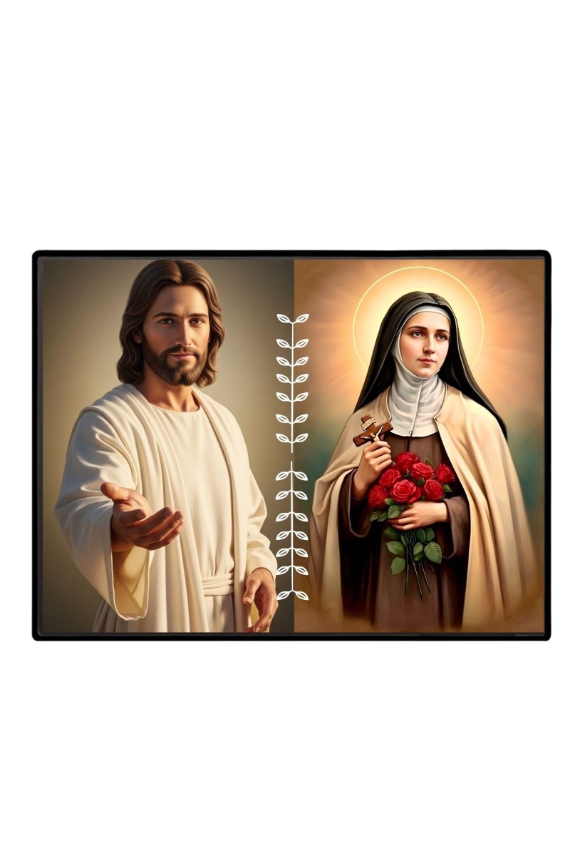 Jesus Christ-St. Therese Of Lisieux Laminated Photo - 7x9 Inches, Divine Blessings For Home & Office And Temple Decoration (F16252)