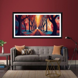 Nature Landscape Floating Frame Scenery Digital Print - (I5544) - 18x36 inch Modern Nature Wall Art for Living Room, Bedroom, Office, Hotels, Drawing Room