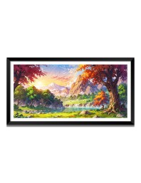 Nature Landscape Floating Frame Scenery Digital Print - (I5617) - 12x24 inch Modern Nature Wall Art for Living Room, Bedroom, Office, Hotels, Drawing Room