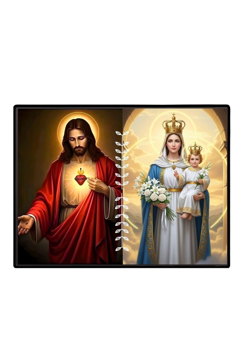 Jesus Christ-Mother Mary Laminated Photo - 7x9 Inches, Divine Blessings For Home & Office And Temple Decoration (F16255)
