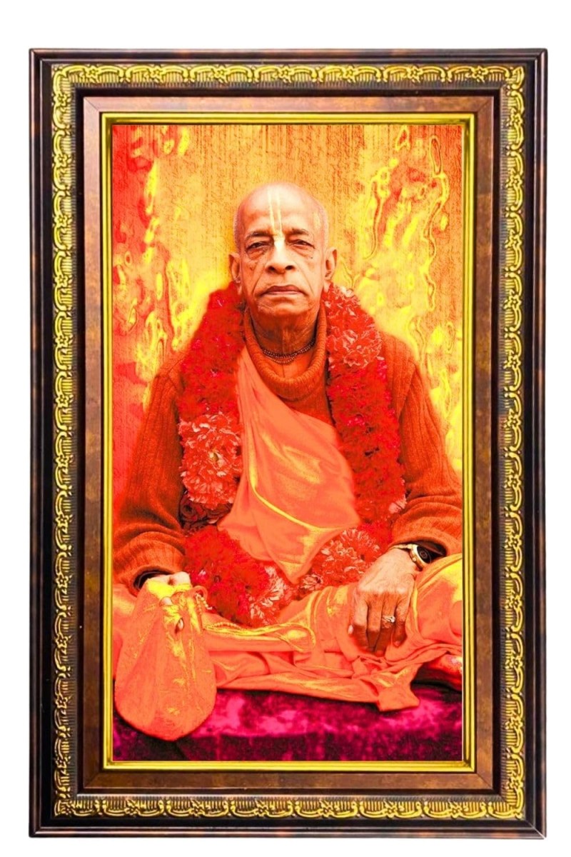 Bhaktivedanta Swami Prabhupada Digital Golden Balck Color Photo Frame | Hindu Religious Wall Decor | 16x22 Inches - Inspirational Wall Art For Office, Home Decor - Ideal Spiritual Gift (F16851)