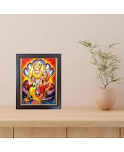 Hitech Sales Laxmi Narasimha Swamy Photo Frame for Pooja Room, Temple Decor, Home Decoration and Gift (Wall and Tabletop, Rectangular, Polystyrene Frame, Printed Photo, 24 x 29 cm, Black)