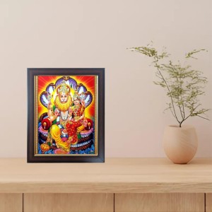 Hitech Sales Laxmi Narasimha Swamy Photo Frame for Pooja Room, Temple Decor, Home Decoration and Gift (Wall and Tabletop, Rectangular, Polystyrene Frame, Printed Photo, 24 x 29 cm, Black)
