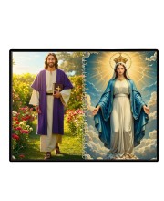 Jesus Christ-Virgin Mary Laminated Photo - 7x9 Inches, Divine Blessings For Home & Office And Temple Decoration (F16392)