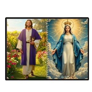Jesus Christ-Virgin Mary Laminated Photo - 7x9 Inches, Divine Blessings For Home & Office And Temple Decoration (F16392)