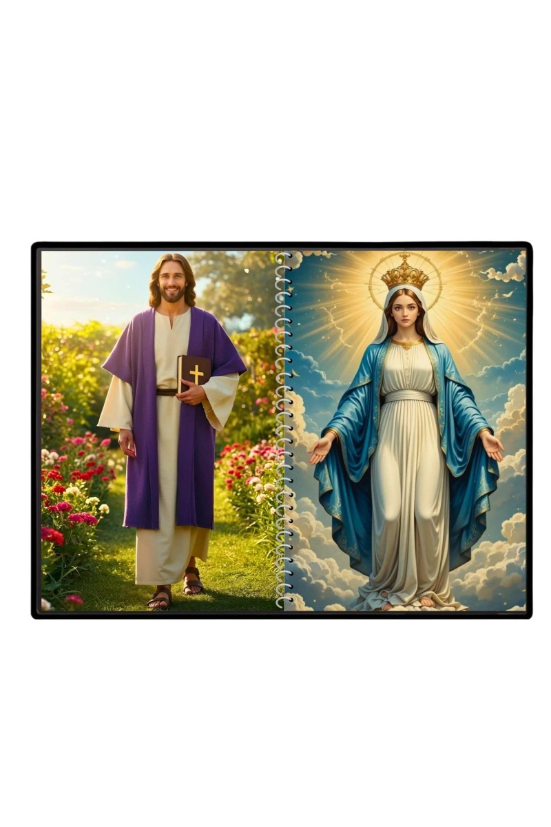 Jesus Christ-Virgin Mary Laminated Photo - 7x9 Inches, Divine Blessings For Home & Office And Temple Decoration (F16392)