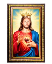 Lord Jesus Digital Golden Balck Color Photo Frame | Hindu Religious Wall Decor | 16x22 Inches - Inspirational Wall Art For Office, Home Decor - Ideal Spiritual Gift (F16744)