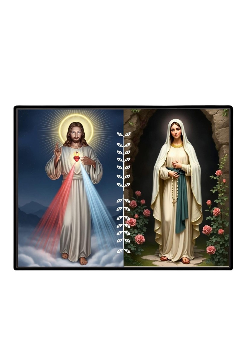Jesus Christ-Our Lady Of Grace Laminated Photo - 7x9 Inches, Divine Blessings For Home & Office And Temple Decoration (F16290)