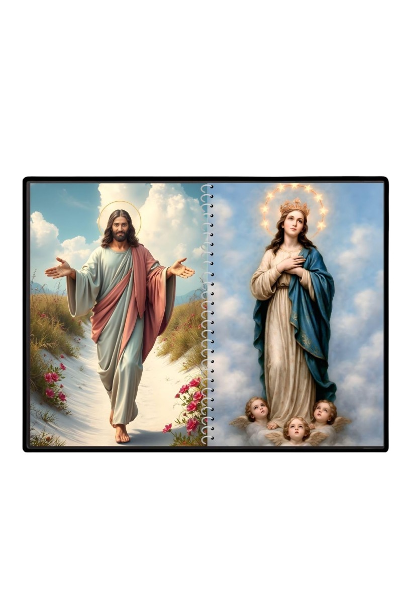 Jesus Christ-Virgin Mary Laminated Photo - 7x9 Inches, Divine Blessings For Home & Office And Temple Decoration (F16397)
