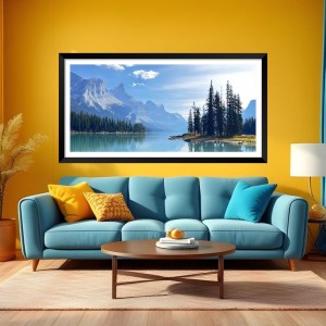 Nature Landscape Floating Frame Scenery Digital Print - (I5555) - 24x48 inch Modern Nature Wall Art for Living Room, Bedroom, Office, Hotels, Drawing Room