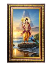 Lord Murugan Digital Golden Balck Color Photo Frame | Hindu Religious Wall Decor | 10x16 Inches - Inspirational Wall Art For Office, Home Decor - Ideal Spiritual Gift (F16467)