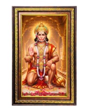 Lord Hanuman Digital Golden Balck Color Photo Frame | Hindu Religious Wall Decor | 12x18 Inches - Inspirational Wall Art For Office, Home Decor - Ideal Spiritual Gift (F16703)