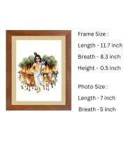 Krishna with Herd of Cows |Beautiful Handcrafted Spiritual Art Print |Divine HomeDecoration |Ideal for Puja Room and Religious Altars
