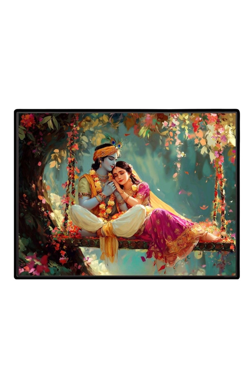 Lord RadhaKrishna Laminated Photo - 9x11 Inches, Divine Blessings For Home & Office And Temple Decoration (F16086)