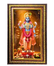 Lord Vishnu Digital Golden Balck Color Photo Frame | Hindu Religious Wall Decor | 14x20 Inches - Inspirational Wall Art For Office, Home Decor - Ideal Spiritual Gift (F16806)