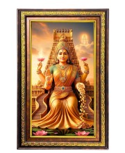 Goddess Lakshmi Digital Golden Balck Color Photo Frame | Hindu Religious Wall Decor | 12x18 Inches - Inspirational Wall Art For Office, Home Decor - Ideal Spiritual Gift (F16763)