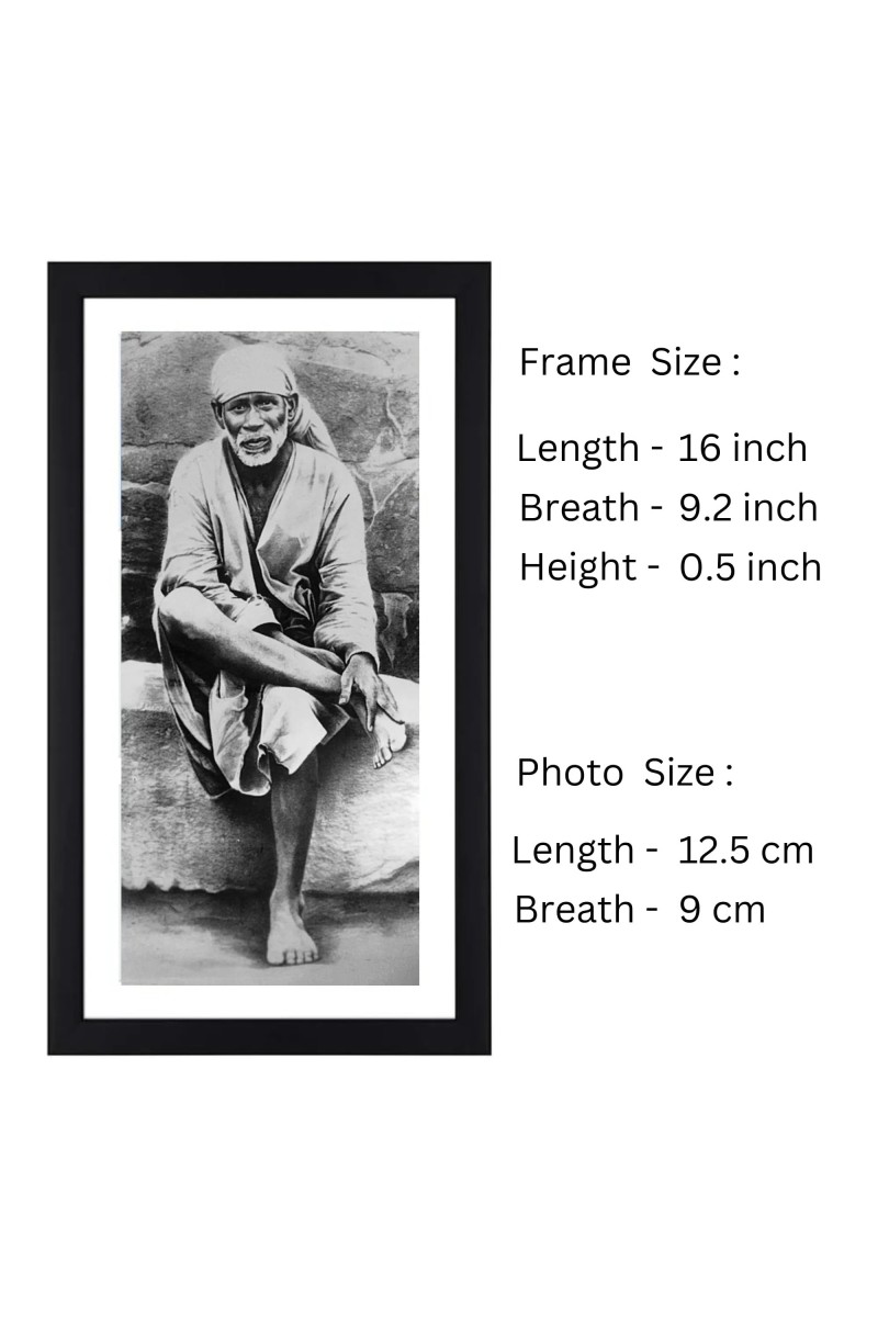 Shirdi Sai Baba Black Photo Frame | Elegant Wall Art | for Home or OfficeDecoration or puja room | Devotional wall art | Divine wall art