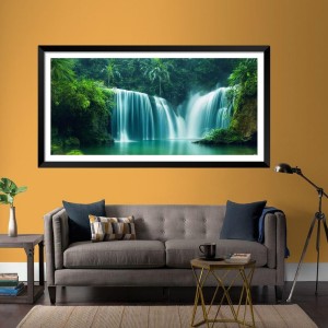 Nature Landscape Floating Frame Scenery Digital Print - (I5872) - 12x24 inch Modern Nature Wall Art for Living Room, Bedroom, Office, Hotels, Drawing Room