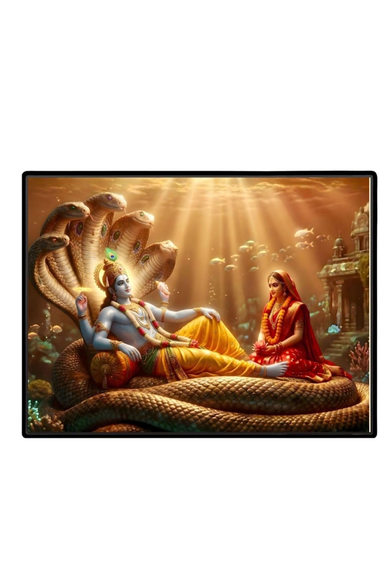 Lord Vishnu Laminated Photo - 5x7 Inches, Divine Blessings For Home & Office And Temple Decoration (F16090)
