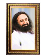 Sri Sri Ravi Shankar Digital Golden Balck Color Photo Frame | Hindu Religious Wall Decor | 16x22 Inches - Inspirational Wall Art For Office, Home Decor - Ideal Spiritual Gift (F16610)