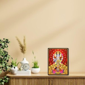 Lakshmi & Ganesh Laminated Photo - 5x7 Inches, Divine Blessings for Home & Office and Temple Decoration