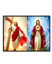 Jesus Christ-Our Lady Of Grace Laminated Photo - 7x9 Inches, Divine Blessings For Home & Office And Temple Decoration (F16399)