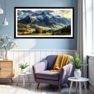 Nature Landscape Floating Frame Scenery Digital Print - (I5704) - 18x36 inch Modern Nature Wall Art for Living Room, Bedroom, Office, Hotels, Drawing Room