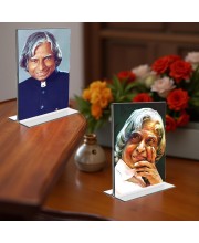 APJ Abdul Kalam Acrylic T-Style Photo Stand - 11x13 Inches, Compact and Stylish Spiritual Display, easily change 2 photos (Pack of 1)