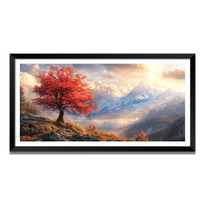Nature Landscape Floating Frame Scenery Digital Print - (I5703) - 24x48 inch Modern Nature Wall Art for Living Room, Bedroom, Office, Hotels, Drawing Room