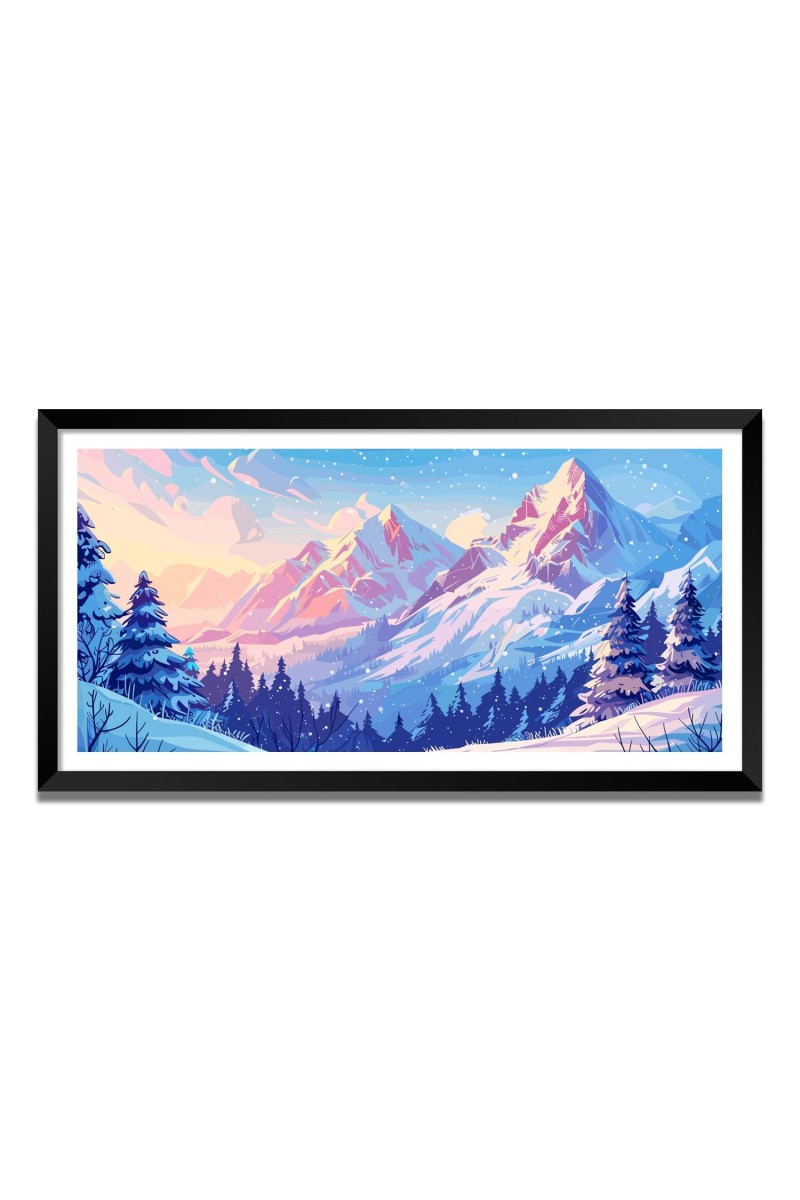 Nature Landscape Floating Frame Scenery Digital Print - (I5777) - 24x48 inch Modern Nature Wall Art for Living Room, Bedroom, Office, Hotels, Drawing Room