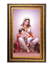 Lord Gabnesha And Parvathi Digital Golden Balck Color Photo Frame | Hindu Religious Wall Decor | 10x16 Inches - Inspirational Wall Art For Office, Home Decor - Ideal Spiritual Gift (F16466)