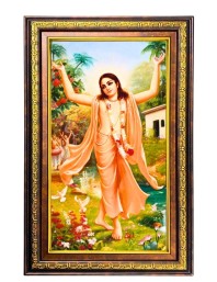Sri Chaitanya Mahaprabhu Digital Golden Balck Color Photo Frame | Hindu Religious Wall Decor | 12x18 Inches - Inspirational Wall Art For Office, Home Decor - Ideal Spiritual Gift (F16778)