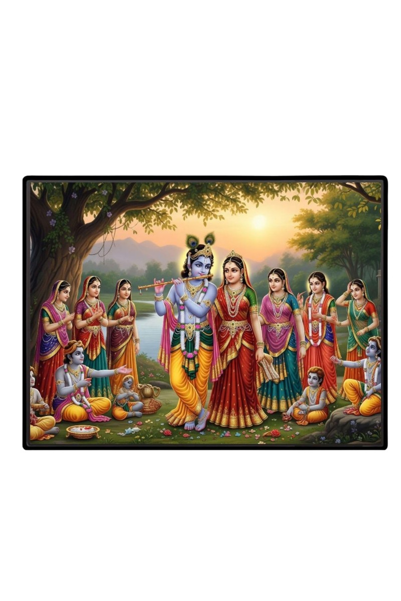 Lord RadhaKrishna Laminated Photo - 9x11 Inches, Divine Blessings For Home & Office And Temple Decoration (F16100)