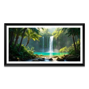 Nature Landscape Floating Frame Scenery Digital Print - (I5583) - 18x36 inch Modern Nature Wall Art for Living Room, Bedroom, Office, Hotels, Drawing Room