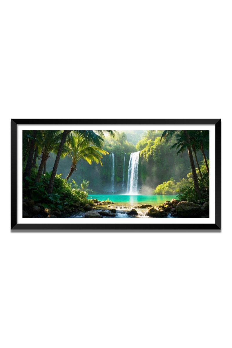 Nature Landscape Floating Frame Scenery Digital Print - (I5583) - 18x36 inch Modern Nature Wall Art for Living Room, Bedroom, Office, Hotels, Drawing Room