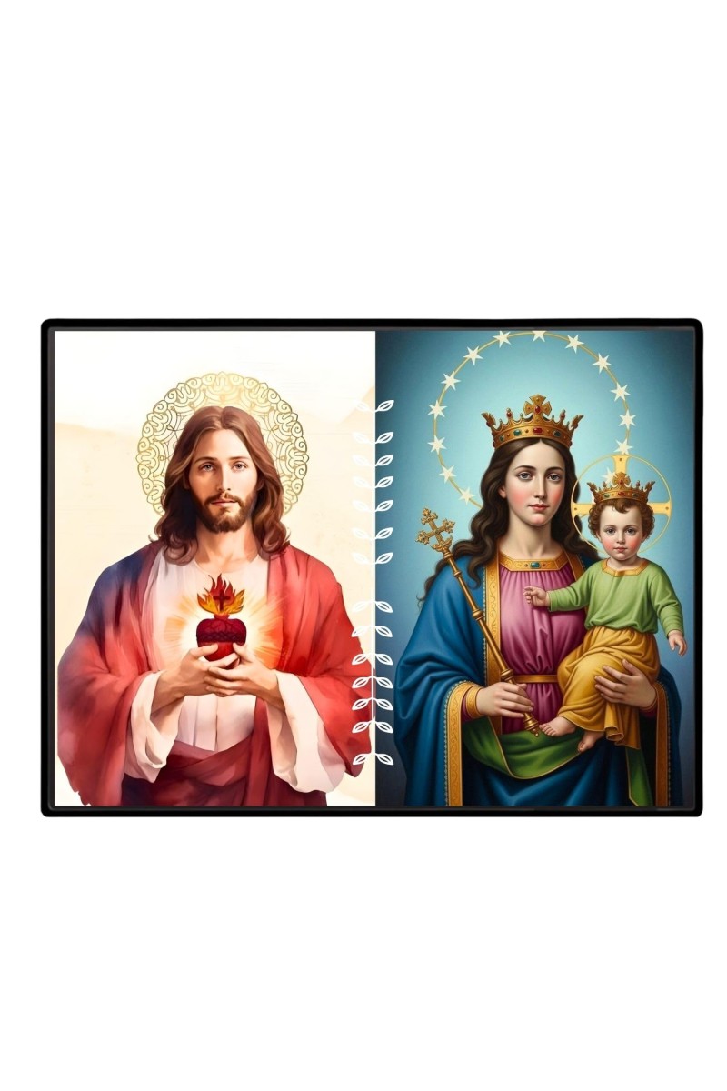 Jesus Christ-Mother Mary Laminated Photo - 7x9 Inches, Divine Blessings For Home & Office And Temple Decoration (F16256)