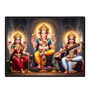 Lord Ganesha Maa Laxmi Sarswati Laminated Photo - 9x11 Inches, Divine Blessings For Home & Office And Temple Decoration (F16146) Lord Ganesha Maa Laxmi Sarswati Laminated Photo - 9x11 Inches, Divine Blessings For Home & Office And Temple Decoration (F16146)
