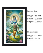 Lord Krishna one Colored Photo Frame | Divine Wall Art | Ideal for Home or Office Decor or puja room