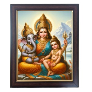 Hitech Sales Durga Mata with Ganesha And Kartika Photo Frame for Pooja Room, Temple Decor, Home Decoration and Gift Hitech Sales Durga Mata with Ganesha And Kartika Photo Frame for Pooja Room, Temple Decor, Home Decoration and Gift
