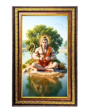 Lord Hanuman Digital Golden Balck Color Photo Frame | Hindu Religious Wall Decor | 12x18 Inches - Inspirational Wall Art For Office, Home Decor - Ideal Spiritual Gift (F16708)