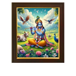 God Sree Krishna Photo Frames for Home Wall Pooja Room Living Room Gift Bedroom Multcolored L x H 10x12 Inches