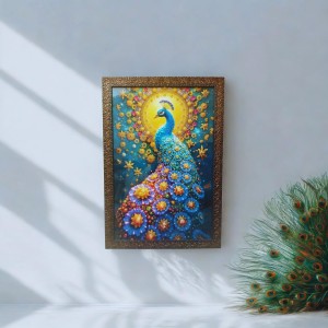 Majestic Peacock with Floral Halo Wall Art – 3D Embellished Decorative Frame Painting (size13.5/19.5 inches) Majestic Peacock with Floral Halo Wall Art – 3D Embellished Decorative Frame Painting (size13.5/19.5 inches)