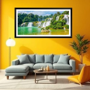 Nature Landscape Floating Frame Scenery Digital Print - (I5585) - 18x36 inch Modern Nature Wall Art for Living Room, Bedroom, Office, Hotels, Drawing Room
