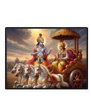 Lord Krishna Laminated Photo - 7x9 Inches, Divine Blessings For Home & Office And Temple Decoration (F16069)